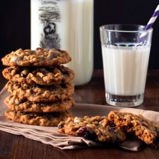Chewy Oatmeal Cookies with Cranberries and Dark Chocolate