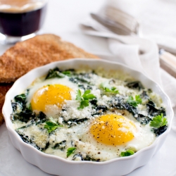 Baked Eggs with Spinach and Swiss Chard | Fork Knife Swoon
