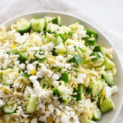 Lemony Orzo Pasta Salad with Cucumber and Feta | Fork Knife Swoon