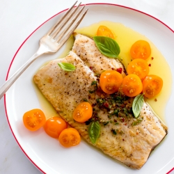 Pan-Roasted Trout with Tomatoes and Herbed Olive Oil | Fork Knife Swoon