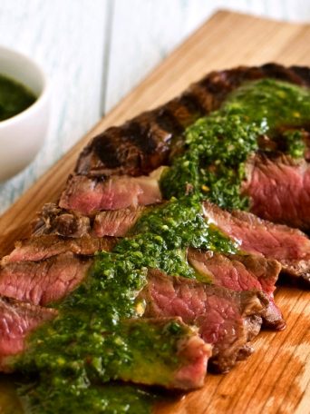 Grilled Steak with Spicy Chimichurri Sauce