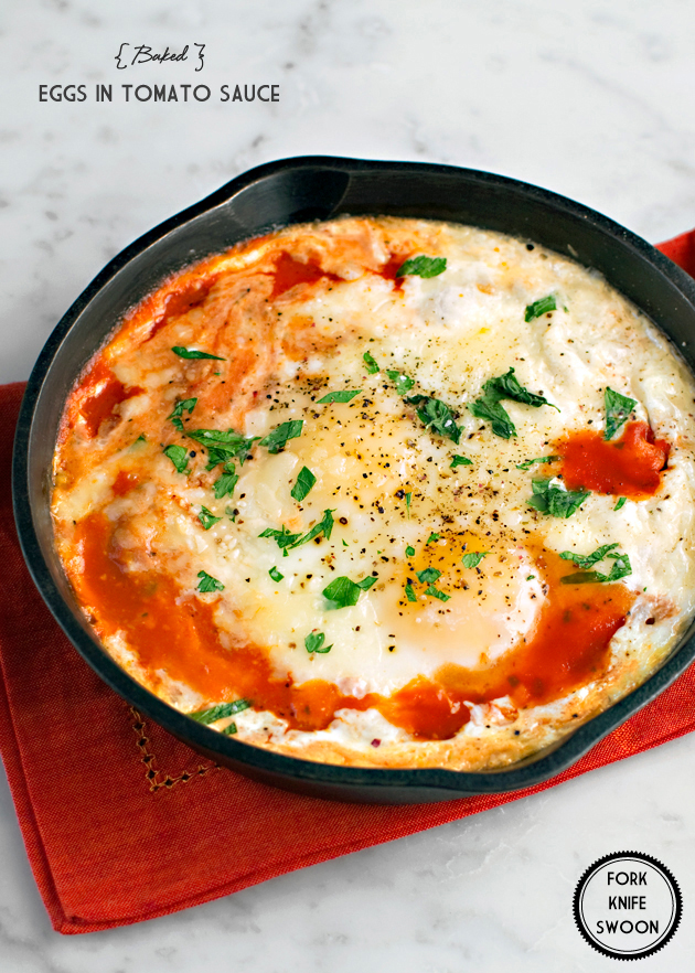 Baked Eggs In Tomato Sauce Fork Knife Swoon
