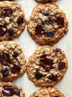 The best chewy oatmeal cookies with cranberries and dark chocolate via forkknifeswoon.com