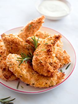 Crisypy Baked Chicken Tenders with Rosemary and Parmesan | Fork Knife Swoon