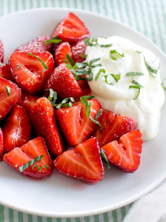 Macerated Strawberries with Mascarpone Whipped Cream and Mint | Fork Knife Swoon