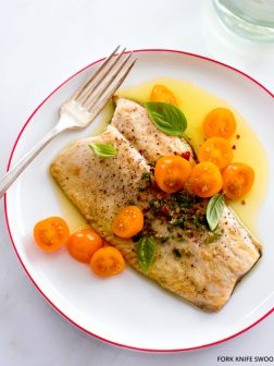 Pan-Roasted Trout with Tomatoes and Herbed Olive Oil | Fork Knife Swoon