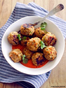 Thai-Spiced Chicken Meatballs with Roasted Red Pepper Curry Sauce | Fork Knife Swoon