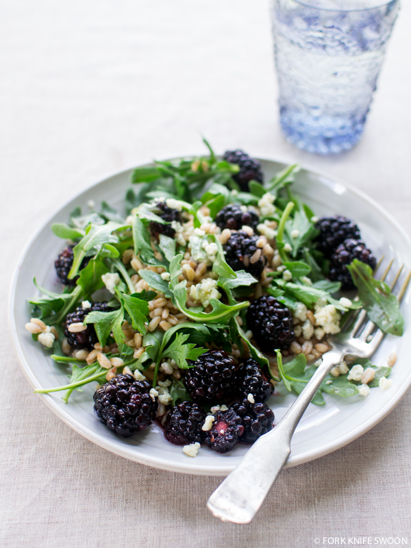 Blackberry, Farro and Arugula Salad | Fork Knife Swoon