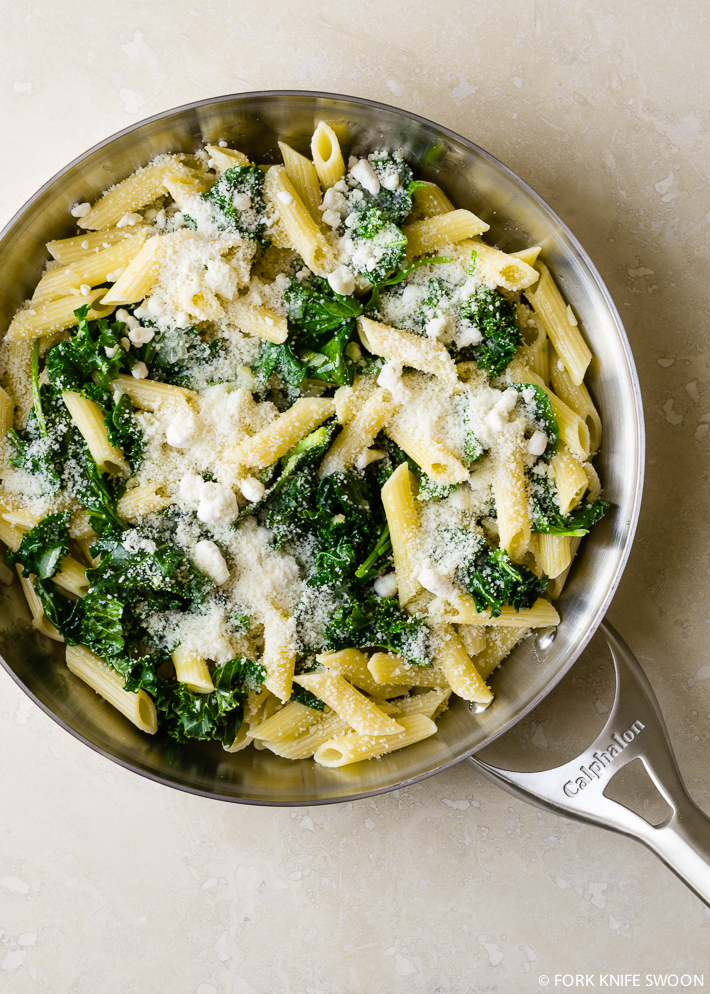 Kale, Spinach and Goat Cheese Pasta | Fork Knife Swoon