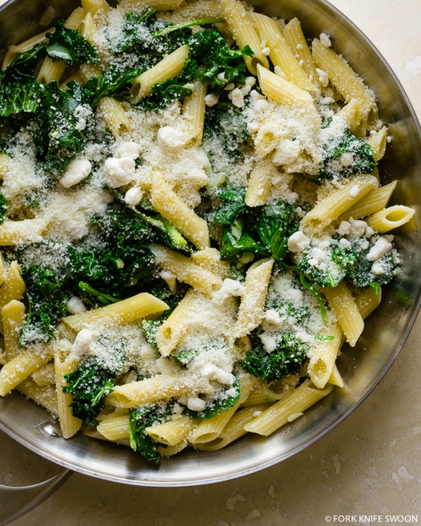 Kale, Spinach and Goat Cheese Pasta | Fork Knife Swoon