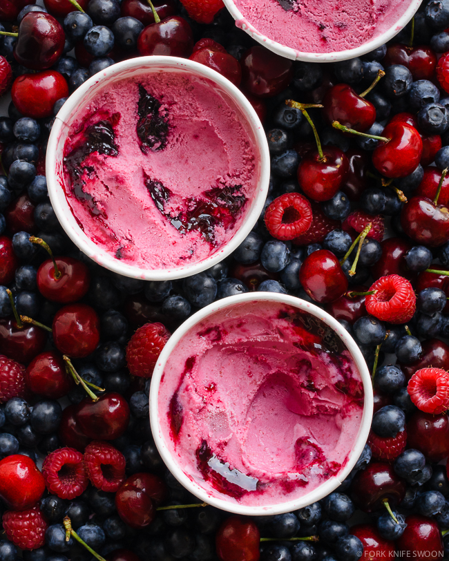 Cherry Berry Swirl Frozen Yogurt | Fork Knife Swoon
