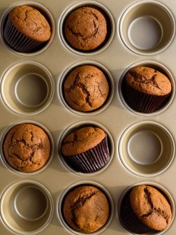 gingerbread muffins in a muffin tin