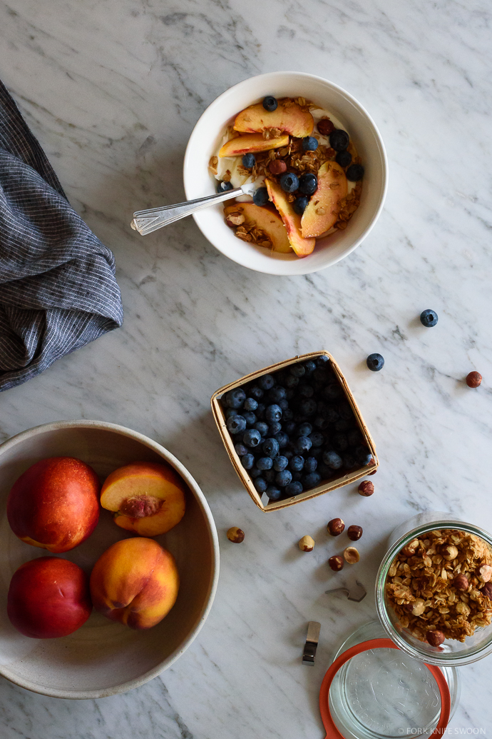 Maple Coconut Granola (v+gf) & Summer Peaches | Fork Knife Swoon @forkknifeswoon