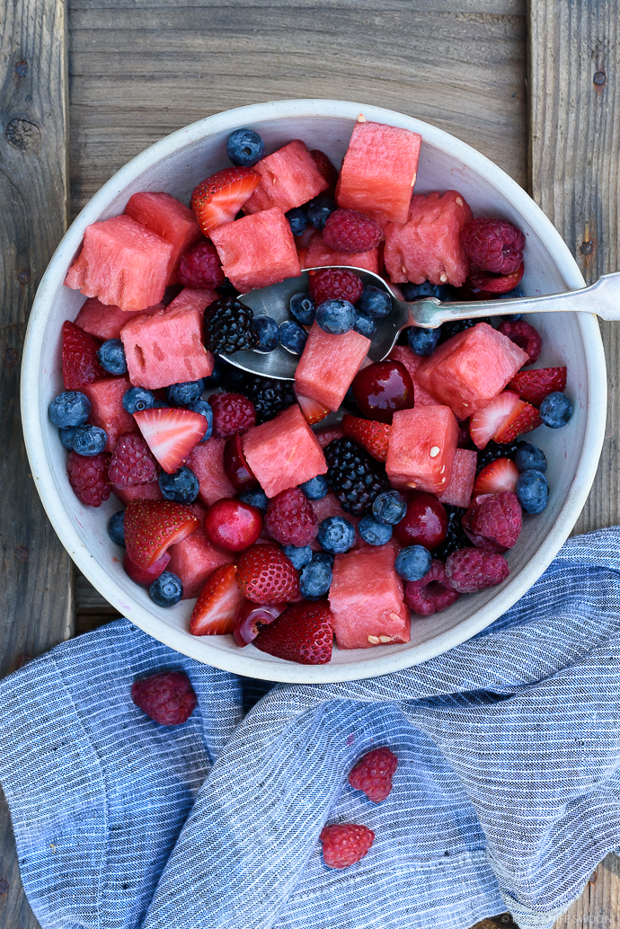 Summer Berry Watermelon Fruit Salad | Fork Knife Swoon @forkknifeswoon