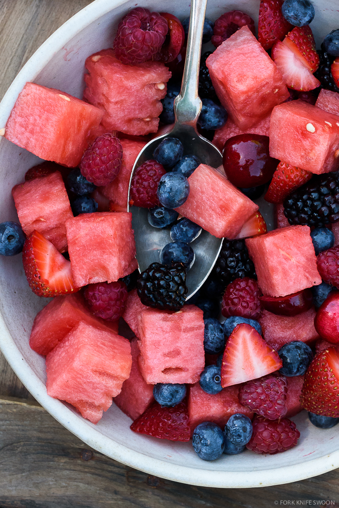 Summer Berry Watermelon Fruit Salad | Fork Knife Swoon @forkknifeswoon