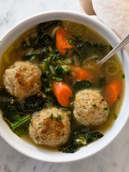 Tuscan Kale and Chicken Meatball Soup via forkknifeswoon.com @forkknifeswoon
