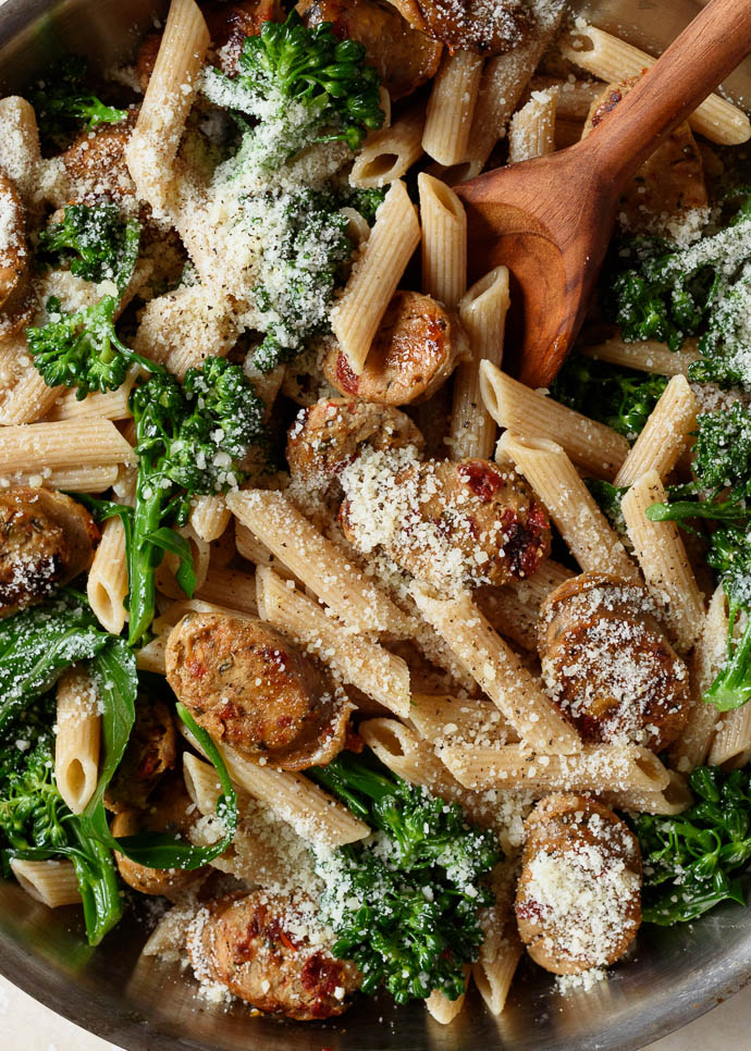 Whole Wheat Pasta with Broccoli and Chicken Sausage | via forkknifeswoon.com