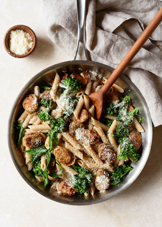 Whole Wheat Pasta with Broccoli and Chicken Sausage | via forkknifeswoon.com