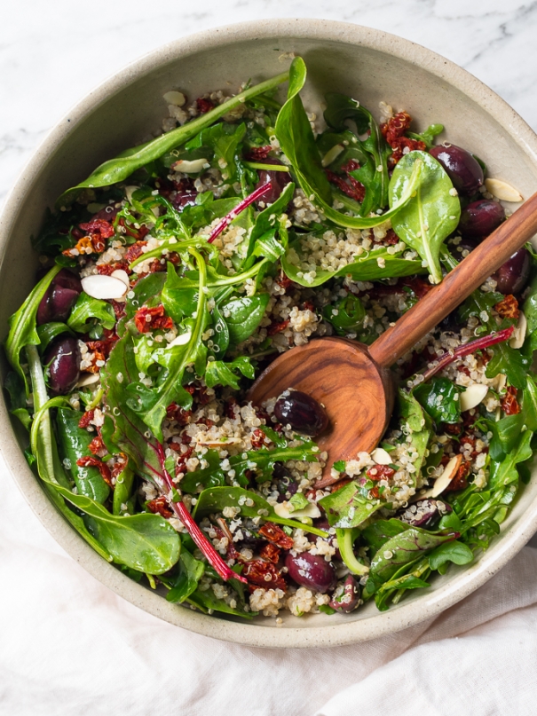 Mediterranean Quinoa Salad with Spring Greens - Fork Knife Swoon