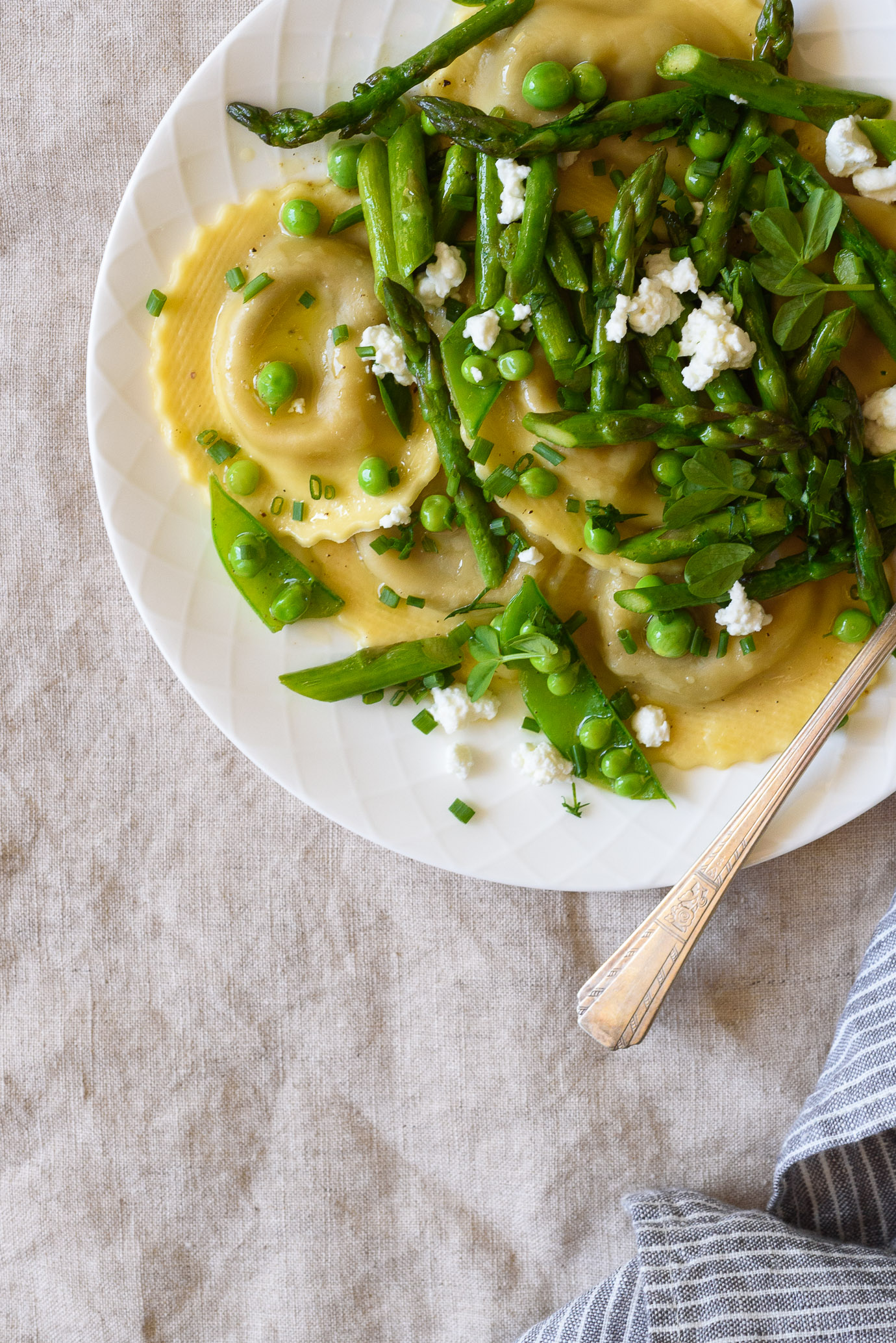 Spring Vegetable Pasta with Goat Cheese Fork Knife Swoon