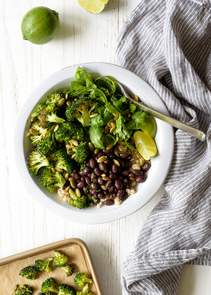 Quick Roasted Broccoli Burrito Bowls | via forkknifeswoon.com @forkknifeswoon