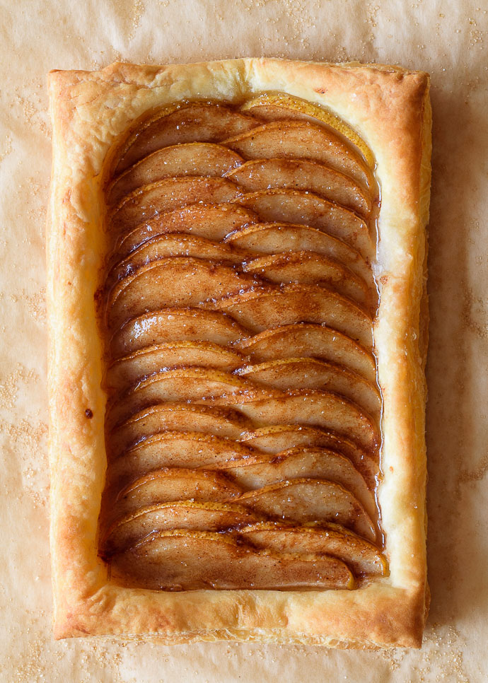 ginger pear puff pastry tart
