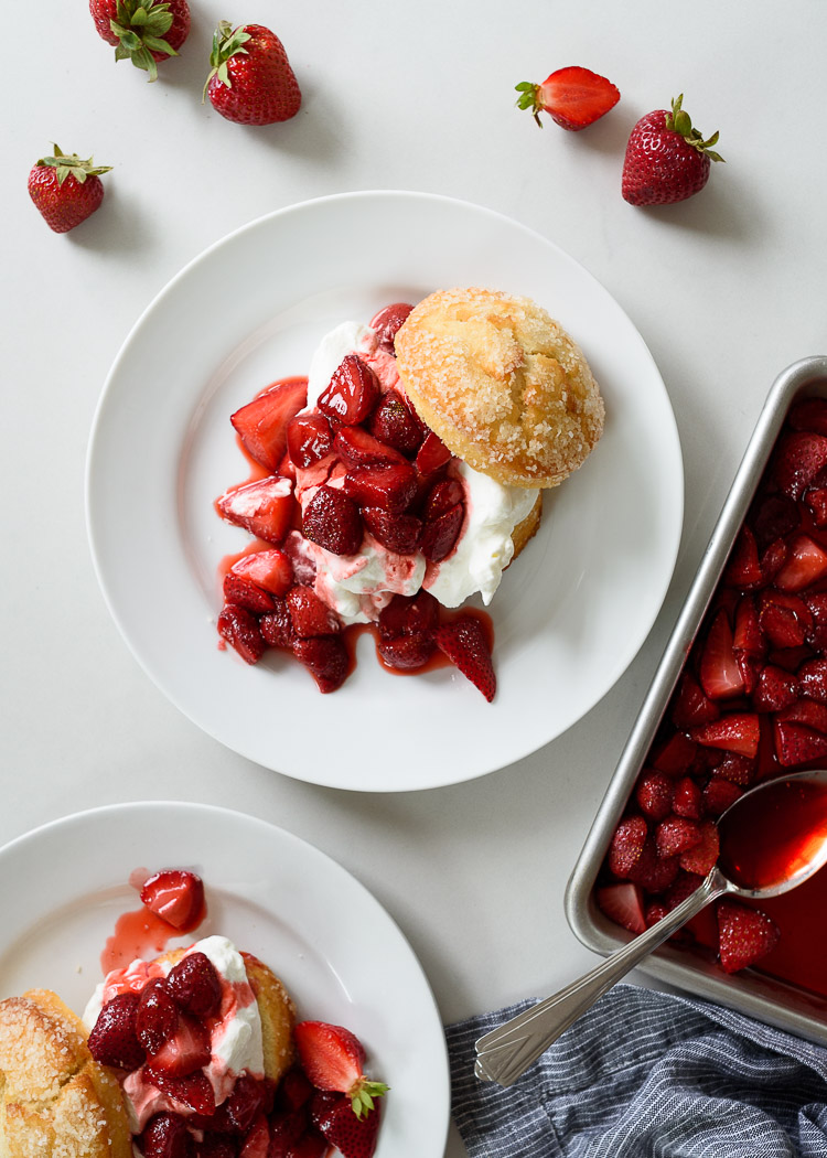 Roasted Strawberry Shortcakes with Sweet Cornmeal Biscuits via forkknifeswoon.com | @forkknifeswoon