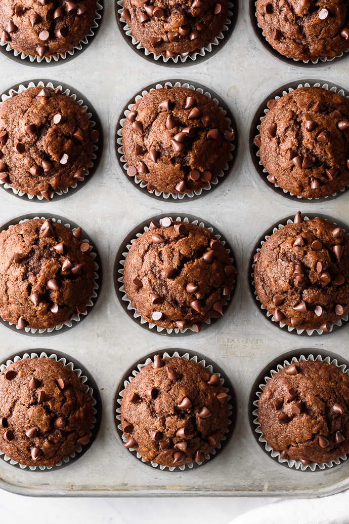 One Bowl Dark Chocolate Pumpkin Muffins via forkknifeswoon