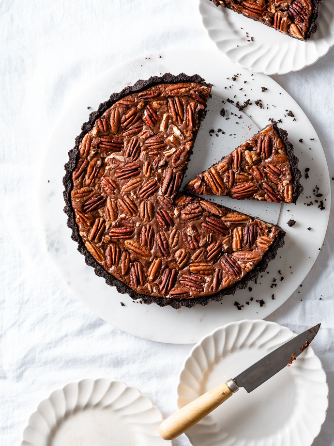 double chocolate pecan pie tart via forkknifeswoon.com