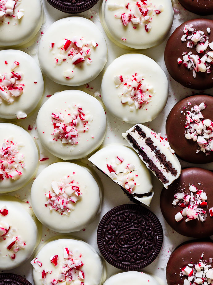 peppermint chocolate covered oreos from forkknifeswoon.com